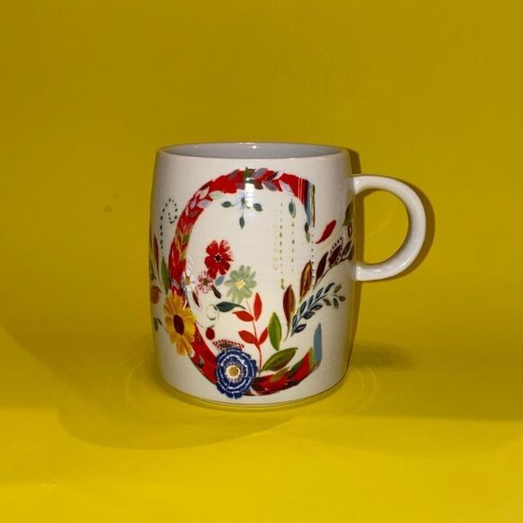 Anthropologie Starla M. Halfmann Initial C Floral Mug NWOT - Picture 1 of 9